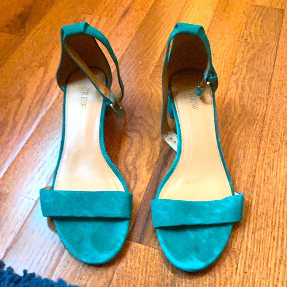 J crew emerald green suede sandals